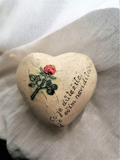 Keramické srdce - růže